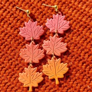 Maple Leaf Polymer Clay Earrings